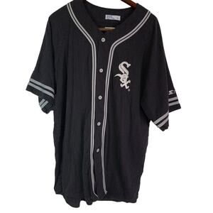 Vintage 90s Starter Chicago White Sox Jersey L Made in Korea MLB Pinstripe Black
